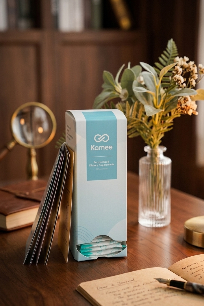 Kamee 咖米個人化保健品盒裝與每日一包設計，方便融入日常營養補給習慣