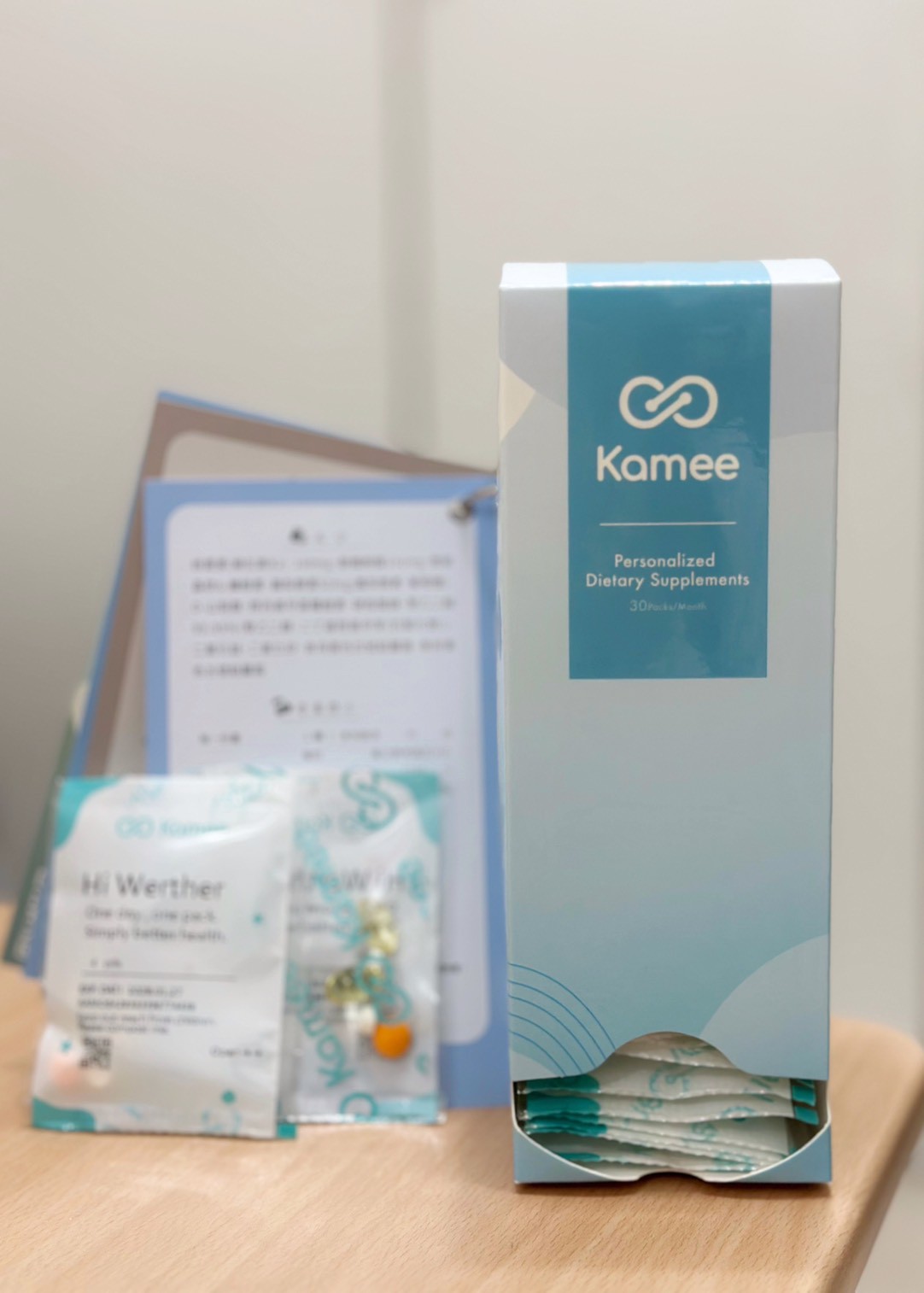 Kamee 客製化保健品盒採一天一包設計，方便每日固定補充 